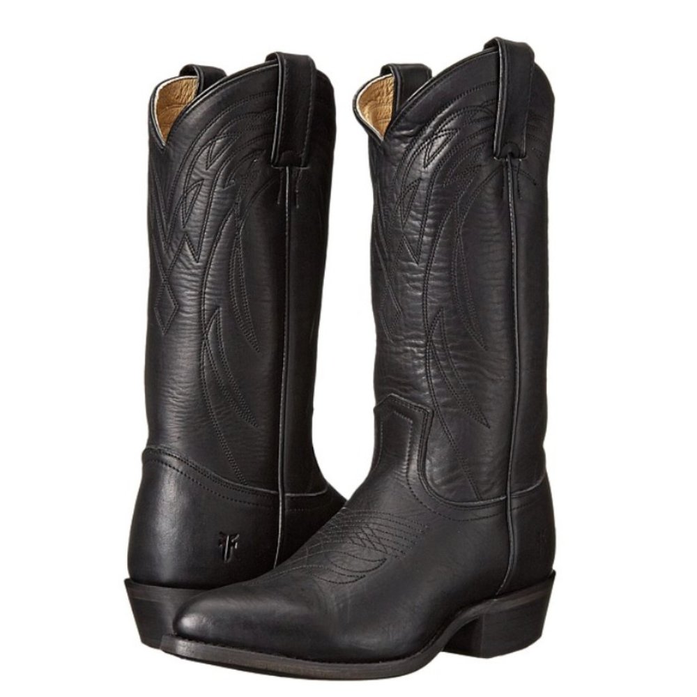 Frye 150 Anniversary Black Embossed High Leather Boot